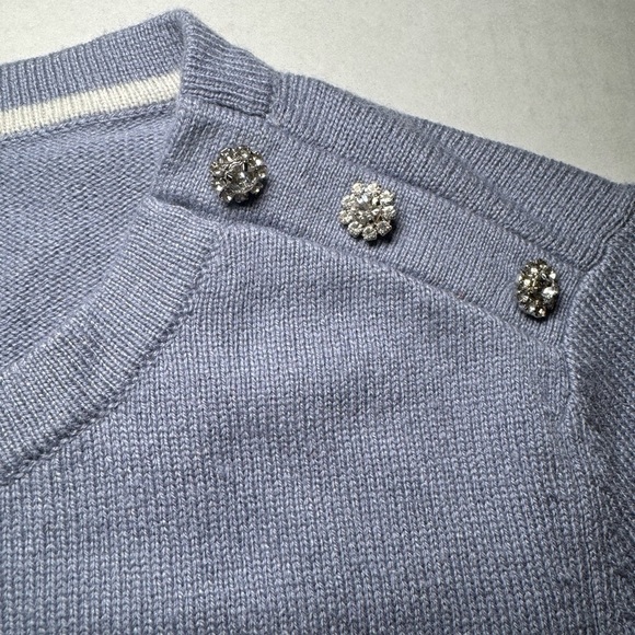 Boden Short Sleeve Cotton Wool Cashmere Blend Sweater Rhinestone Detail Size 6 - Picture 3 of 11